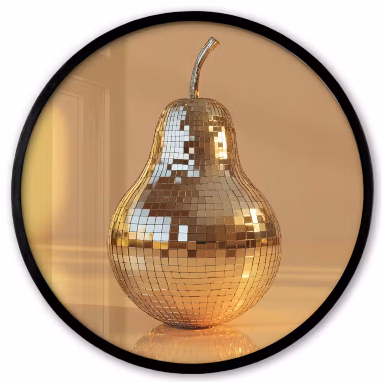 Goud - Disco - Glitter - Peer Fotolijst rond zonder passe partout klein -3d