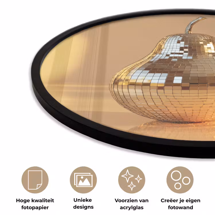 Goud - Disco - Glitter - Peer Fotolijst rond zonder passe partout klein -closeup_NL
