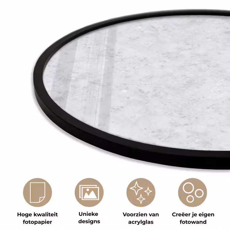 Grijs - Terrazzo-effect - Beton Fotolijst rond zonder passe partout klein 856 -closeup_NL