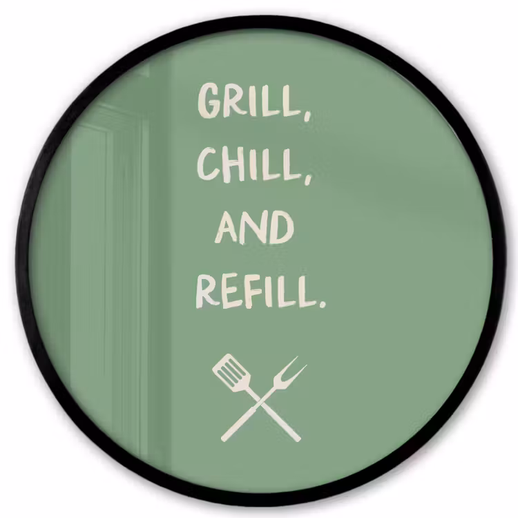 Grill - Groen - Zomer - Quote Fotolijst rond zonder passe partout klein -3d
