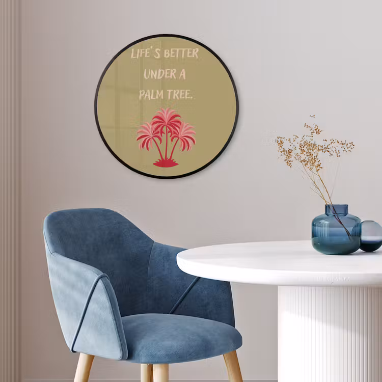 Groen - Zomer - Quote - Palmboom Fotolijst rond zonder passe partout klein -sfeer2