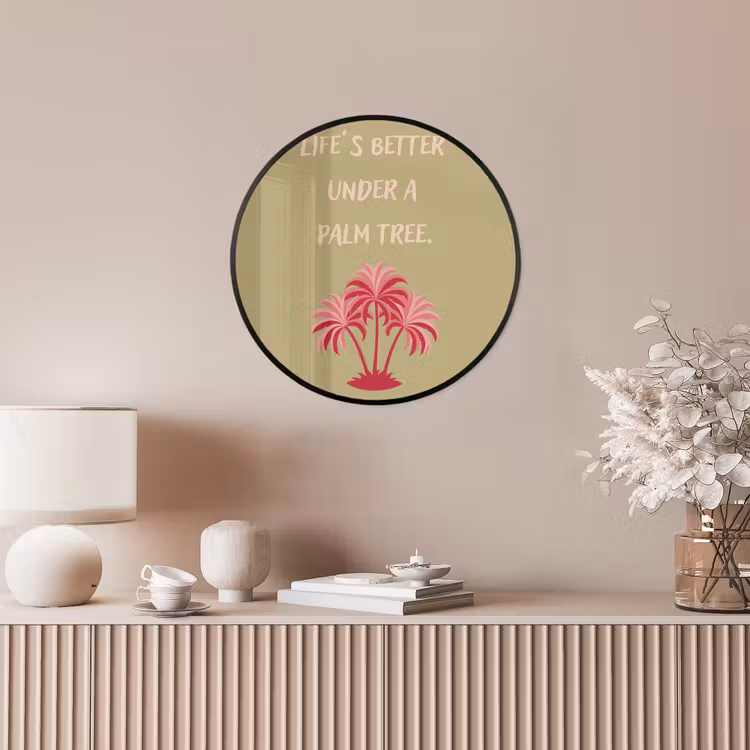 Groen - Zomer - Quote - Palmboom Fotolijst rond zonder passe partout klein -sfeer3