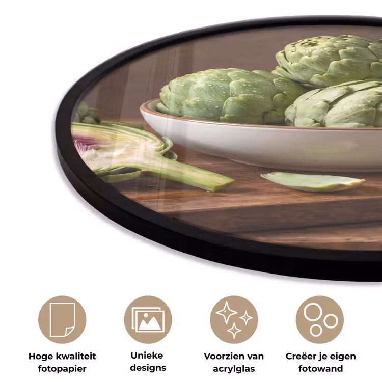 Ronde fotolijst - Groenten - Artisjok - Keuken - Groenten - Artisjok - Keuken Fotolijst rond zonder passe partout klein
