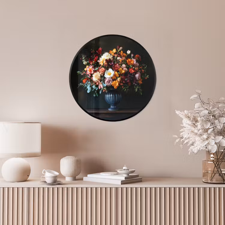 Groot - Bloemen - Vaas - Boeket Fotolijst rond zonder passe partout klein -sfeer3