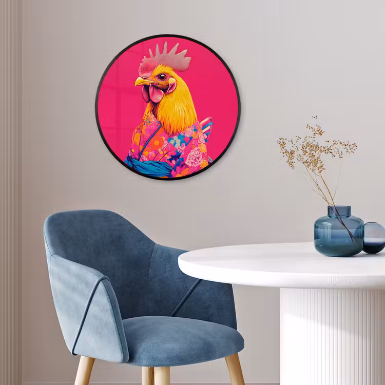 Haan - Kleurrijk - Kimono - Roze Fotolijst rond zonder passe partout klein -sfeer2