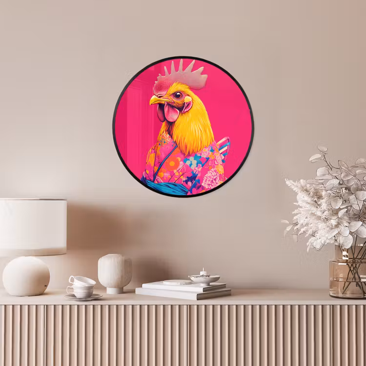 Haan - Kleurrijk - Kimono - Roze Fotolijst rond zonder passe partout klein -sfeer3