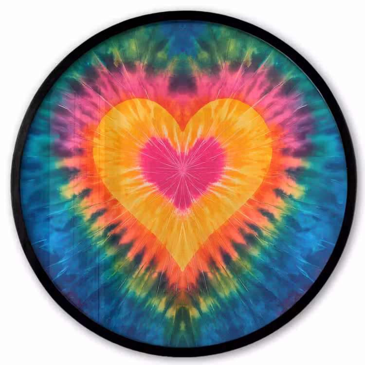 Hart - Tie Dye - Kleurrijk Fotolijst rond zonder passe partout klein -3d