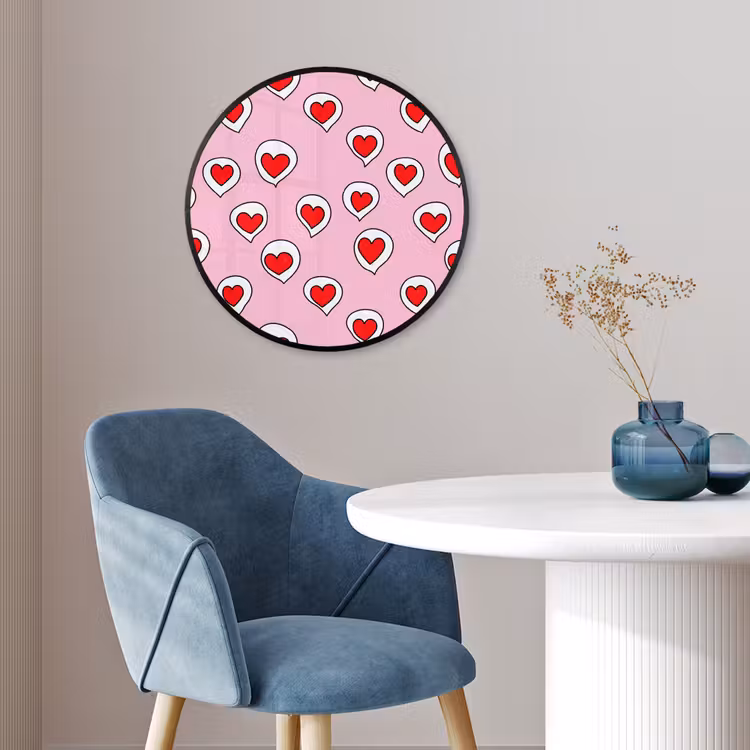 Hartjes - Patroon - Rood Fotolijst rond zonder passe partout klein 856 -sfeer2