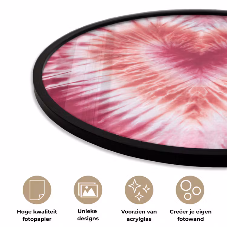Hartvorm - Roze - Tie dye Fotolijst rond zonder passe partout klein -closeup_NL