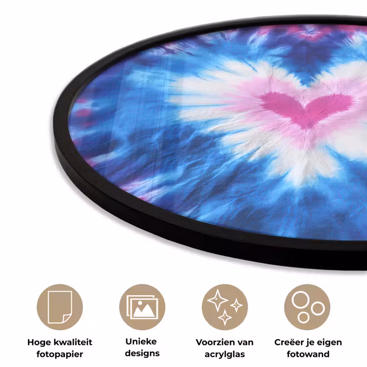 Hartvormig - Tie dye - Paars Fotolijst rond zonder passe partout klein -closeup_NL
