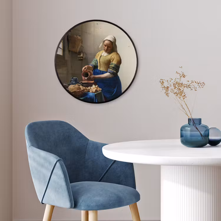 Het melkmeisje - Kunst - Oude meesters - Vermeer Fotolijst rond zonder passe partout klein -sfeer2