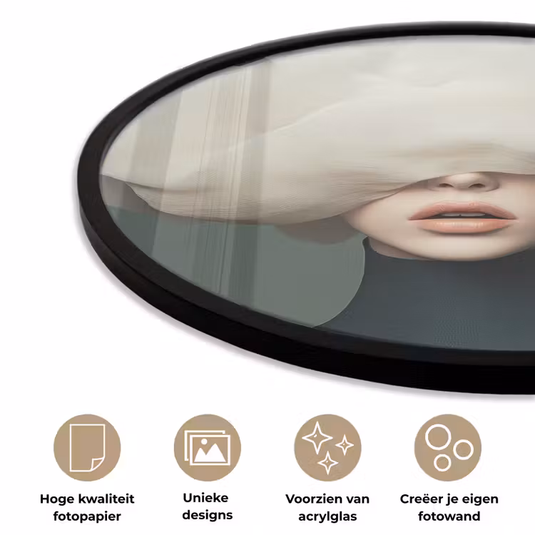 Hoed - Vrouw - Beige Fotolijst rond zonder passe partout klein -closeup_NL