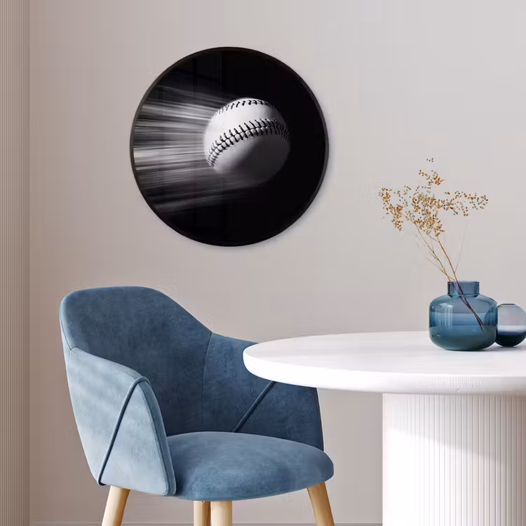 Honkbal - Wit - Vliegt Fotolijst rond zonder passe partout klein -sfeer2