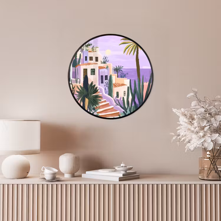 Huizen - Minimalistisch - Palmbomen - Kust Fotolijst rond zonder passe partout klein -sfeer3