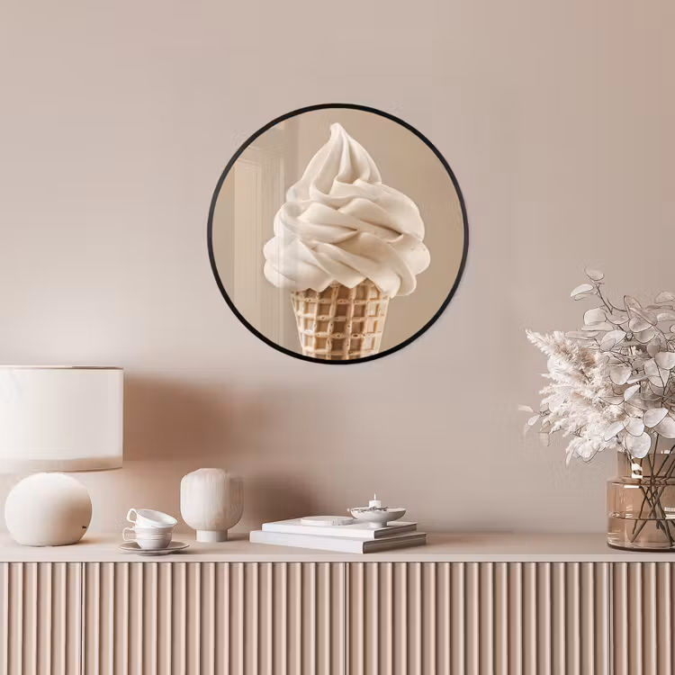 IJs - Softijs - Romig - Hoorntje - Beige Fotolijst rond zonder passe partout klein -sfeer3