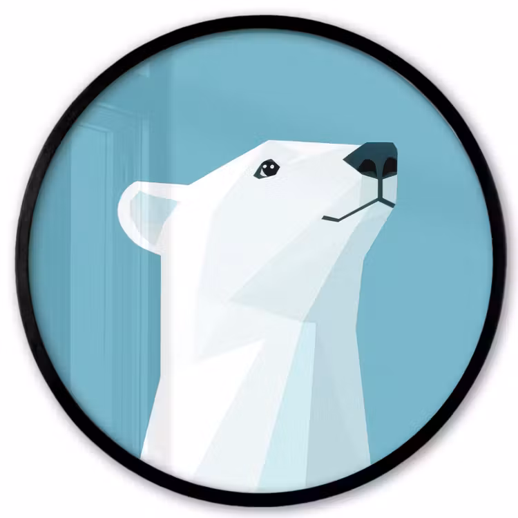 Ijsbeer - Lichtblauw - Minimalistisch Fotolijst rond zonder passe partout klein -3d