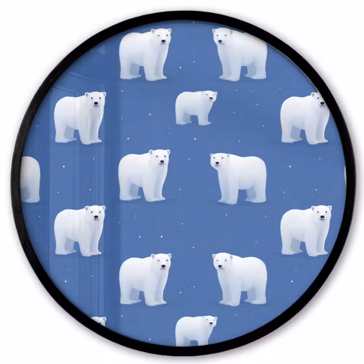 IJsbeer - Patroon - Blauw Fotolijst rond zonder passe partout klein 856 -3d