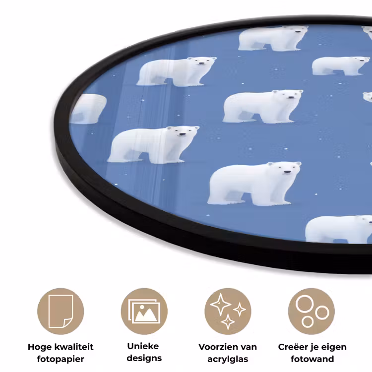 IJsbeer - Patroon - Blauw Fotolijst rond zonder passe partout klein 856 -closeup_NL