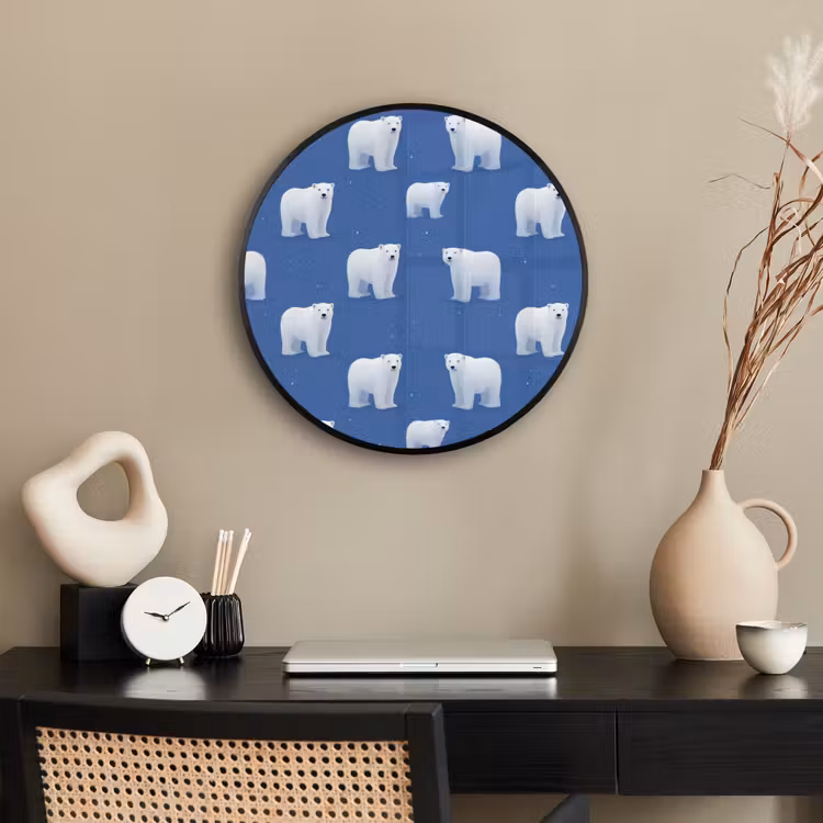 IJsbeer - Patroon - Blauw Fotolijst rond zonder passe partout klein 856 -sfeer1