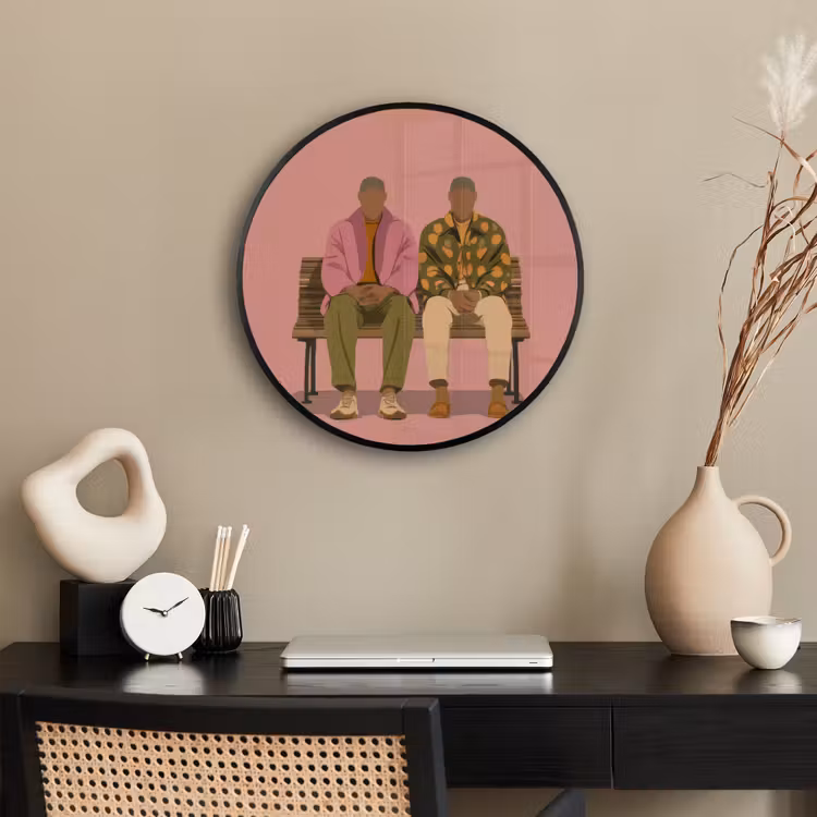 Illustratie - Bankje - Personen - Minimalistisch Fotolijst rond zonder passe partout klein -sfeer1