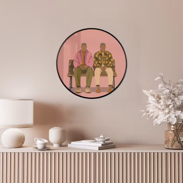Illustratie - Bankje - Personen - Minimalistisch Fotolijst rond zonder passe partout klein -sfeer3