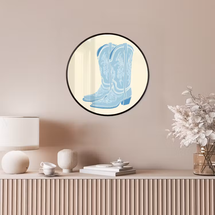 Illustratie - Cowboylaarzen - Patroon Fotolijst rond zonder passe partout klein -sfeer3