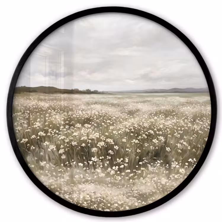 Illustratie - Landschap - Wit Fotolijst rond zonder passe partout klein -3d