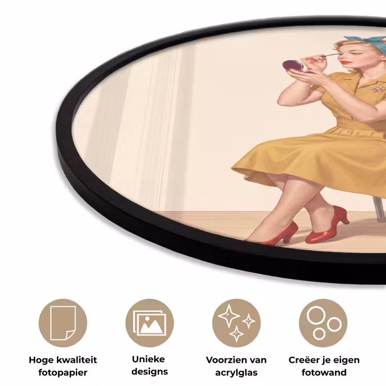 Illustratie - Mascara - Vrouw - Geel Fotolijst rond zonder passe partout klein -closeup_NL