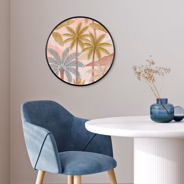 Illustratie - Palmbomen - Kleurrijk Fotolijst rond zonder passe partout klein -sfeer2
