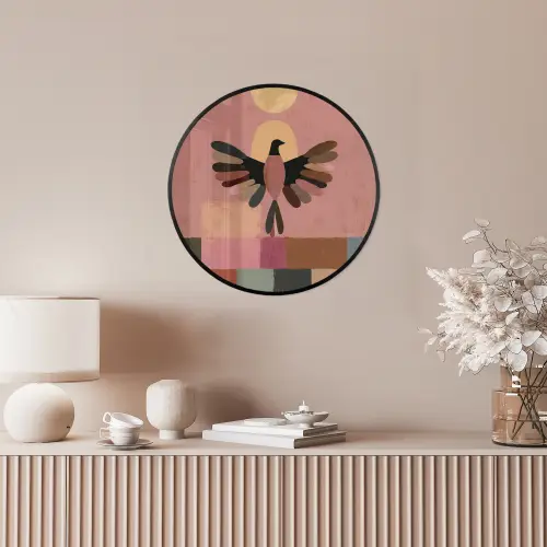 Illustratie - Vogel - Vlakken - Kleurrijk Fotolijst rond zonder passe partout klein -sfeer3