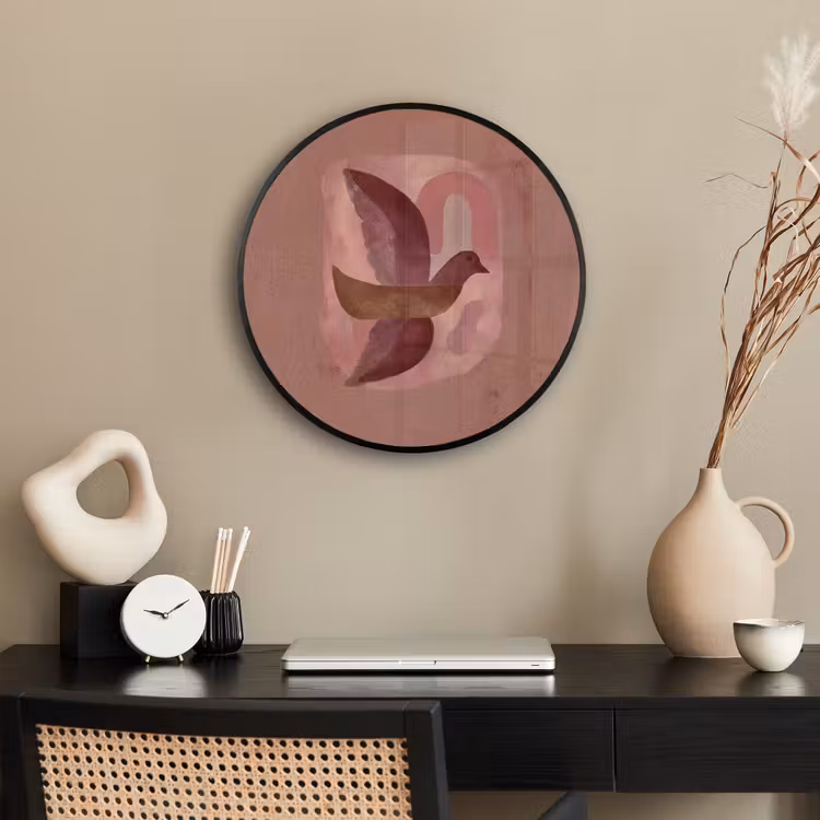 Illustratie - Vogels - Abstract - Roze Fotolijst rond zonder passe partout klein -sfeer1