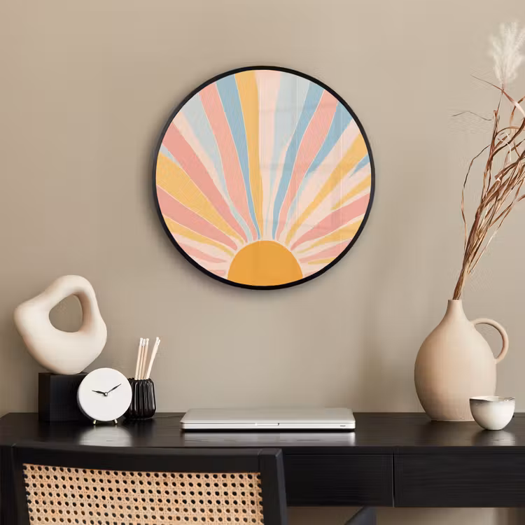 Illustratie - Zon - Pastelkleuren Fotolijst rond zonder passe partout klein -sfeer1