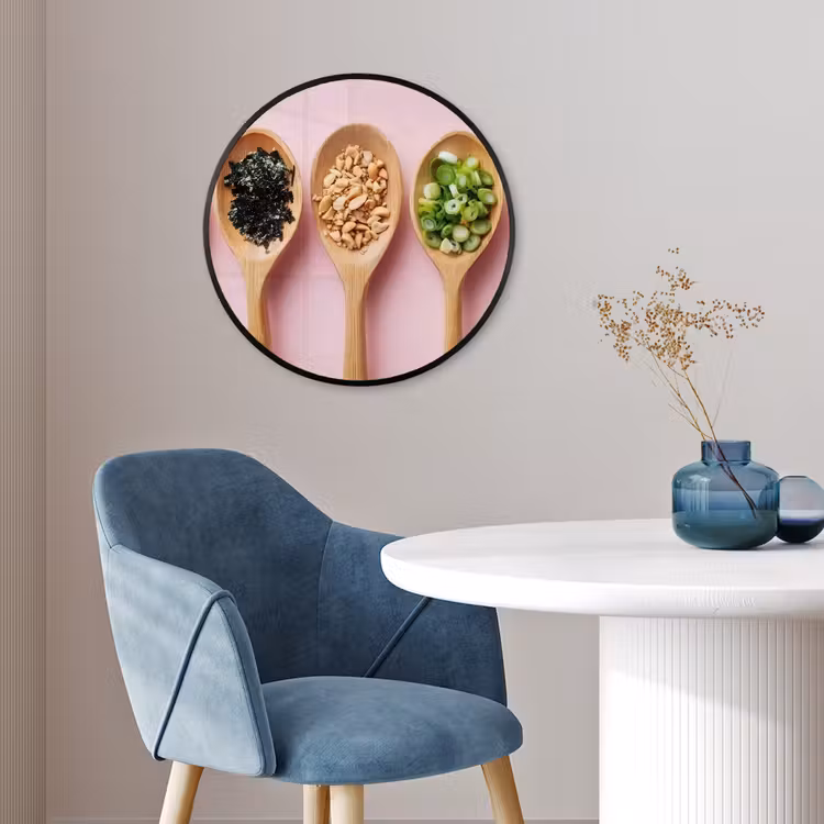 Ingrediënten - Lepels - Hout - Roze Fotolijst rond zonder passe partout klein -sfeer2