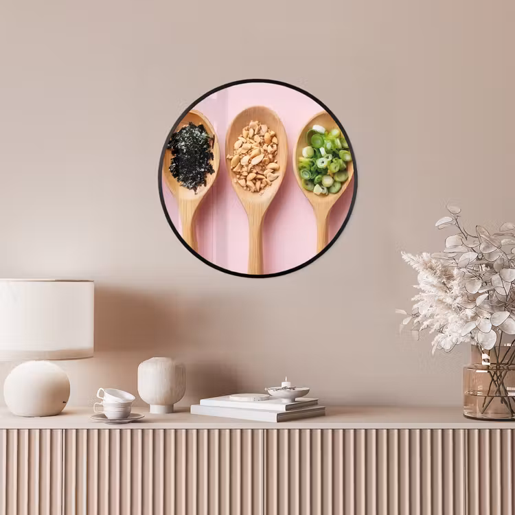 Ingrediënten - Lepels - Hout - Roze Fotolijst rond zonder passe partout klein -sfeer3