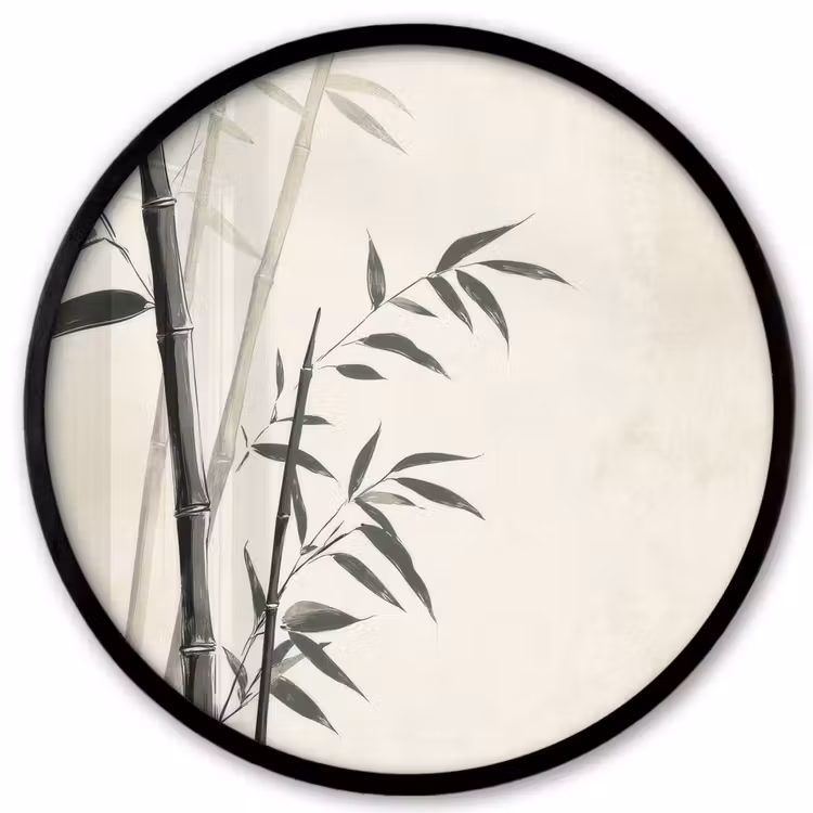 Japandi - Bamboe - Beige Fotolijst rond zonder passe partout klein -3d
