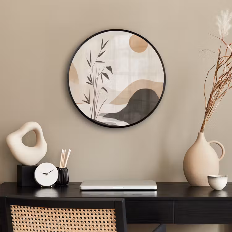 Japandi - Landschap - Beige Fotolijst rond zonder passe partout klein -sfeer1