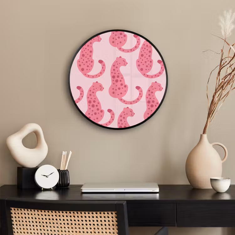 Kat - Gevlekt - Dieren - Patroon - Roze Fotolijst rond zonder passe partout klein -sfeer1