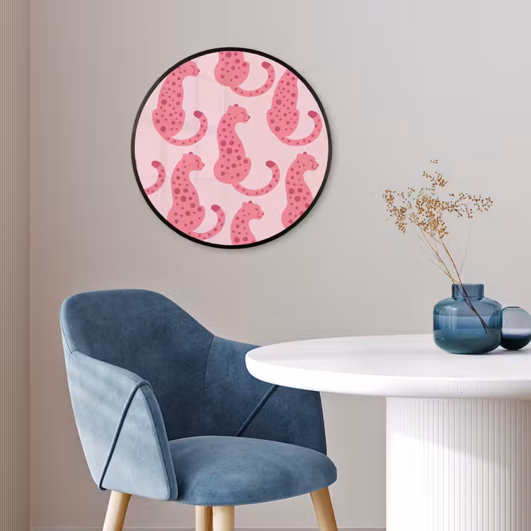 Kat - Gevlekt - Dieren - Patroon - Roze Fotolijst rond zonder passe partout klein -sfeer2