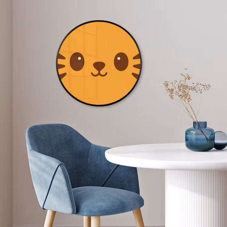 Kat - Simplistisch - Oranje - Vrolijk Fotolijst rond zonder passe partout klein -sfeer2