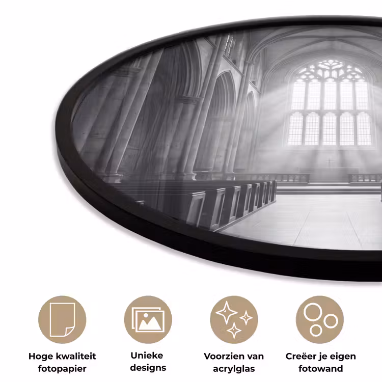 Kerk - Interieur - Lichtstralen - Architectuur - Klassiek Fotolijst rond zonder passe partout klein -closeup_NL