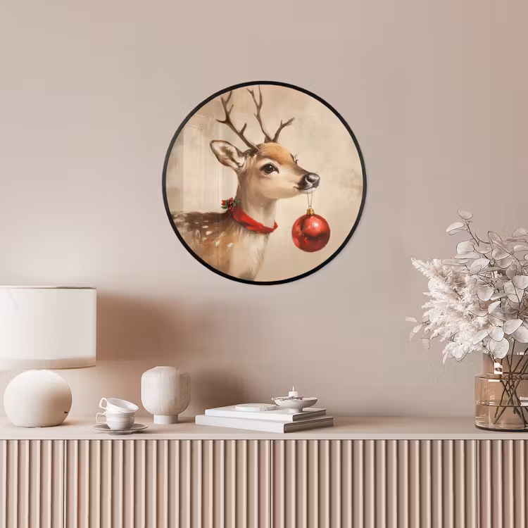 Kerst - Hert - Gewei - Kerstbal - Rendier Fotolijst rond zonder passe partout klein -sfeer3
