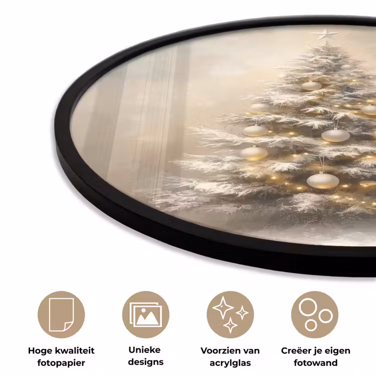 Kerst - kerstboom - Sneeuw - Art Fotolijst rond zonder passe partout klein -closeup_NL