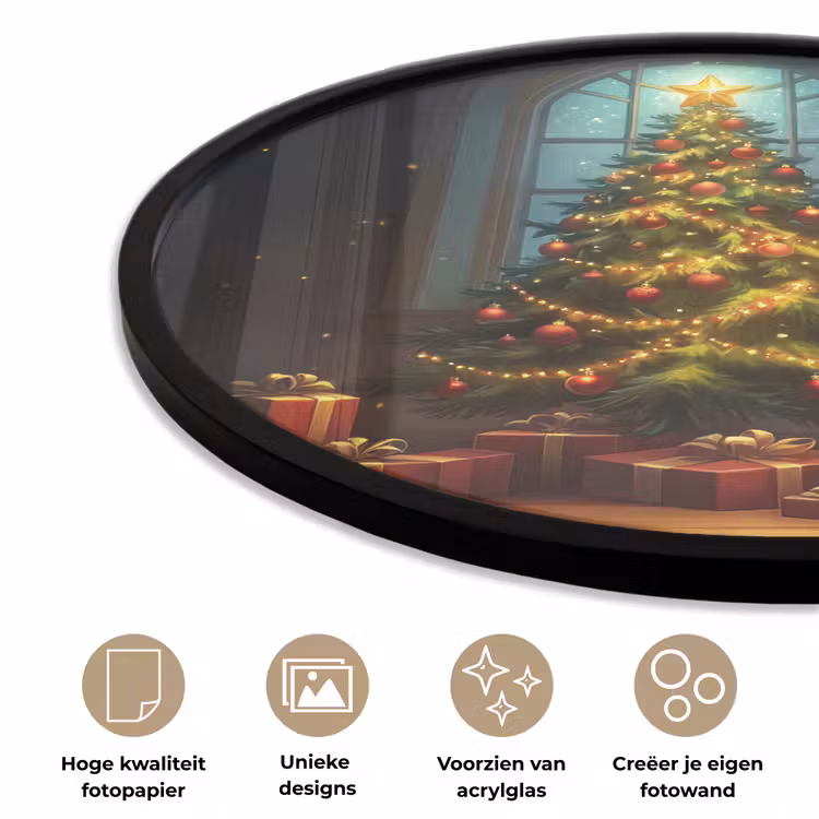Kerstboom - Cadeau - Kerst - Winter Fotolijst rond zonder passe partout klein -closeup_NL