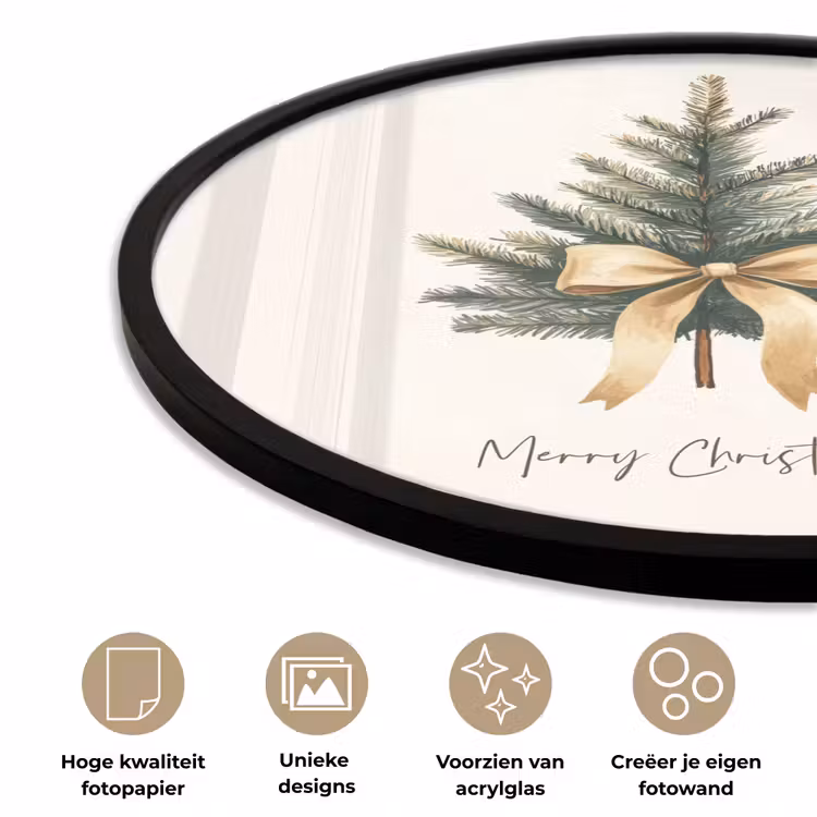 Kerstboom - Kerst - Merry Christmas - Beige Fotolijst rond zonder passe partout klein -closeup_NL