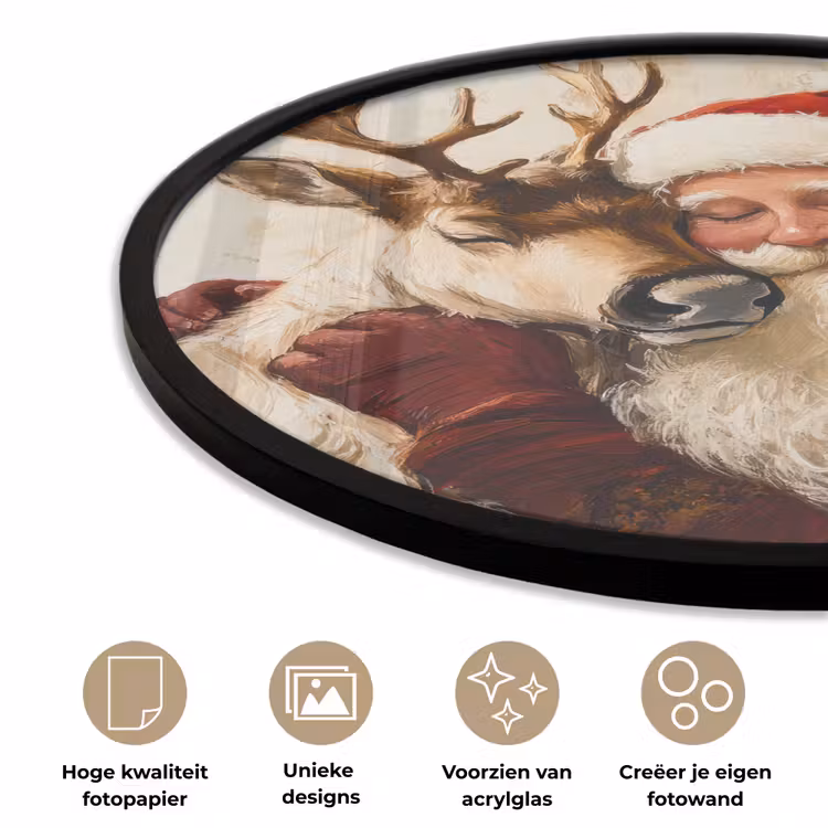 Kerstman - Rendier - Kerst - Christmas Fotolijst rond zonder passe partout klein -closeup_NL