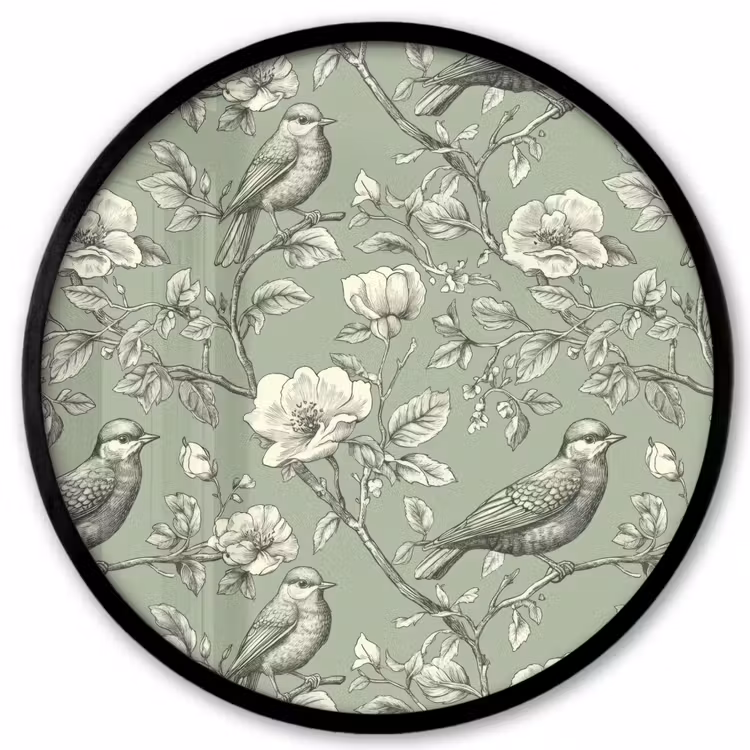 Klassiek - Botanisch - Groen Fotolijst rond zonder passe partout klein 856 -3d