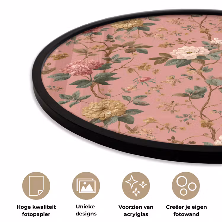 Klassiek - Botanisch - Roze Fotolijst rond zonder passe partout klein 856 -closeup_NL
