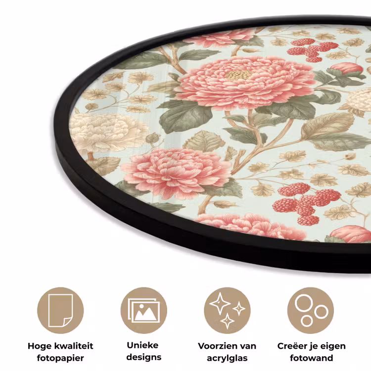 Klassiek - Botanisch - Veelkleurig Fotolijst rond zonder passe partout klein 856 -closeup_NL