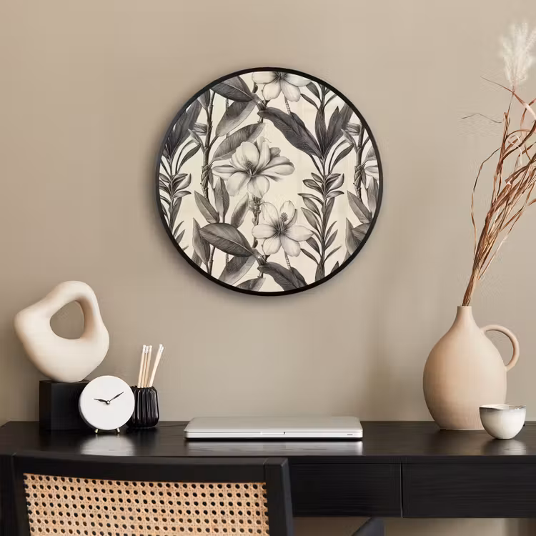 Klassiek - Botanisch - Zwart - Beige Fotolijst rond zonder passe partout klein 856 -sfeer1