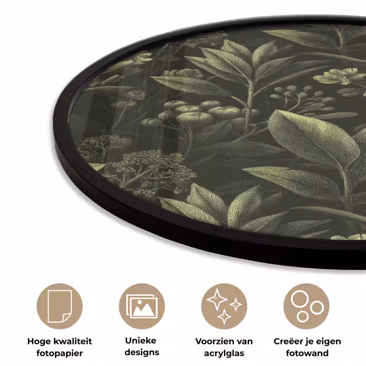 Klassiek - Donker - Botanisch - Planten Fotolijst rond zonder passe partout klein 856 -closeup_NL